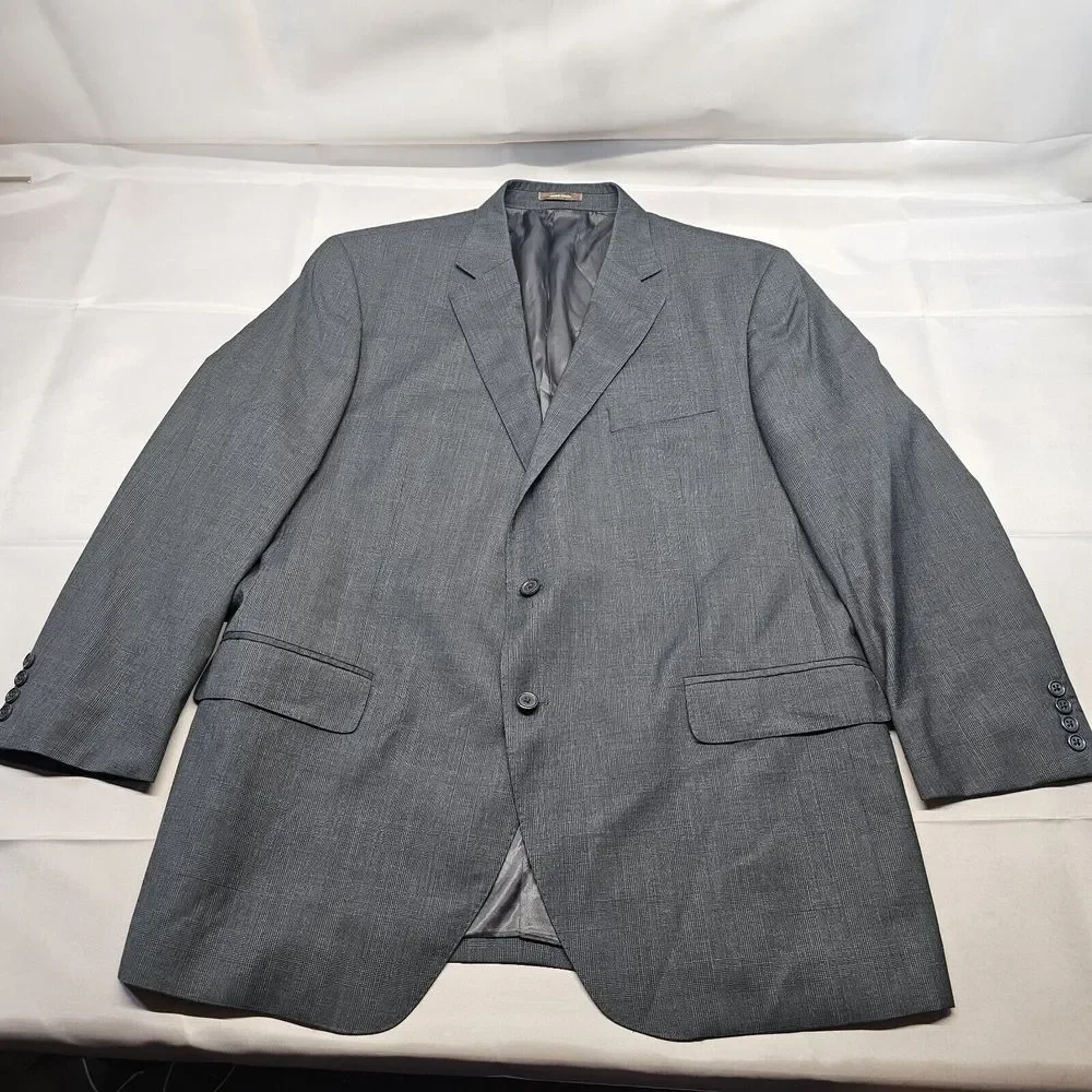Peter Millar Mens Blazer‎ 2 Button Sport Coat 46r Wool Plaid Print *Read*